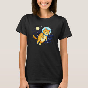 Cat Astronaut Space Moon Animal Lover Mum Dad Kids T-Shirt
