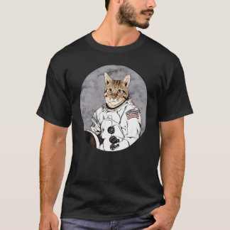 Cat Astronaut Space Ship Cute Kitten Fur Paws Pet  T-Shirt