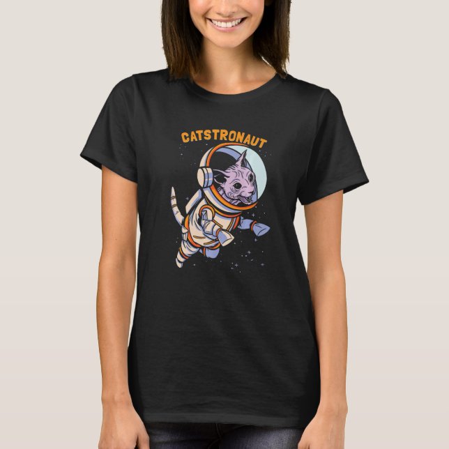 Cat Astronaut Space T-Shirt (Front)