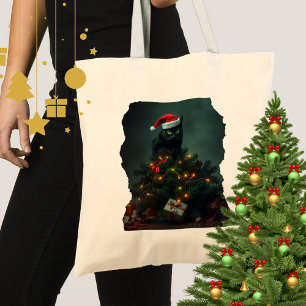 Cat-astrophe Christmas Holiday Chaos Funny Cat Tote Bag