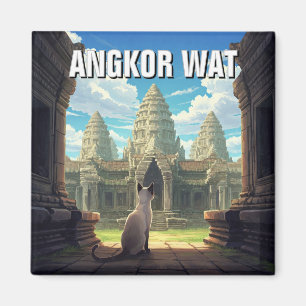 Cat at Angkor Wat Cambodia  Magnet