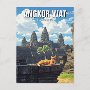 Cat at Angkor Wat Cambodia  Postcard