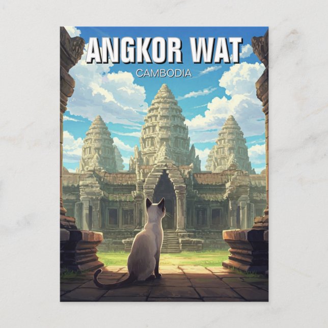 Cat at Angkor Wat Cambodia  Postcard (Front)