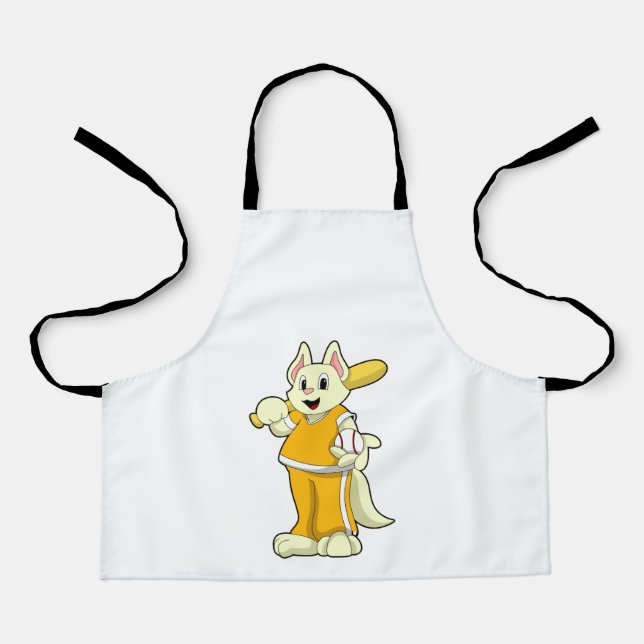 Cat at Baseball with Baseball bat Apron (Front)