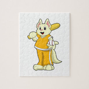 Cat at Baseball with Baseball bat Jigsaw Puzzle