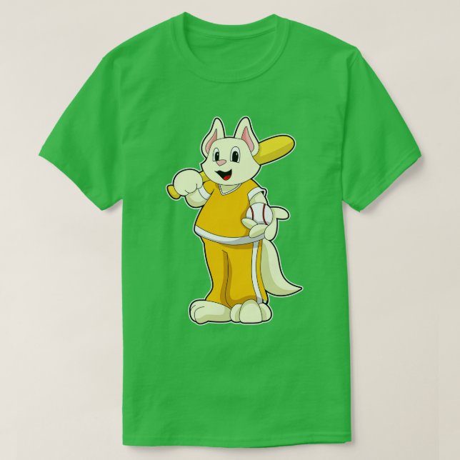 Cat at Baseball with Baseball bat T-Shirt (Design Front)