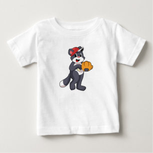 Cat at Baseball with Baseball glove.PNG Baby T-Shirt