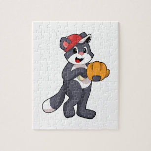 Cat at Baseball with Baseball glove.PNG Jigsaw Puzzle