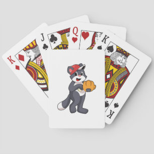 Cat at Baseball with Baseball glove.PNG Playing Cards