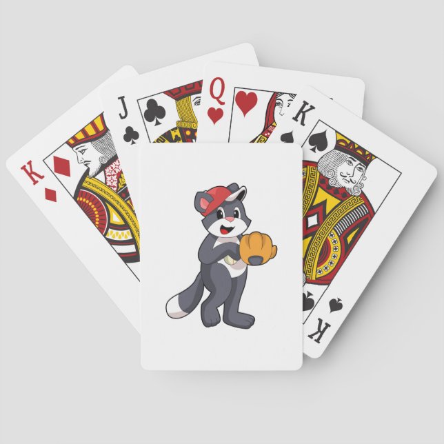 Cat at Baseball with Baseball glove.PNG Playing Cards (Back)