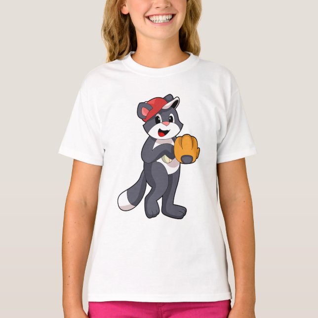 Cat at Baseball with Baseball glove.PNG T-Shirt (Front)