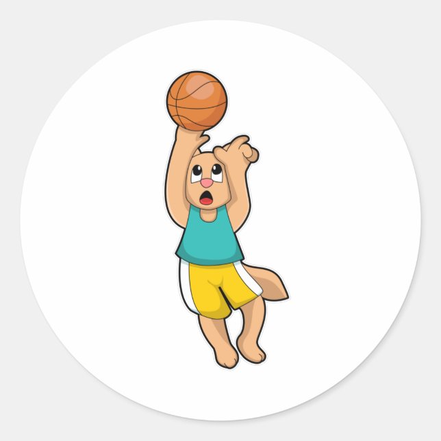 Cat at Basketball Sports Classic Round Sticker (Front)