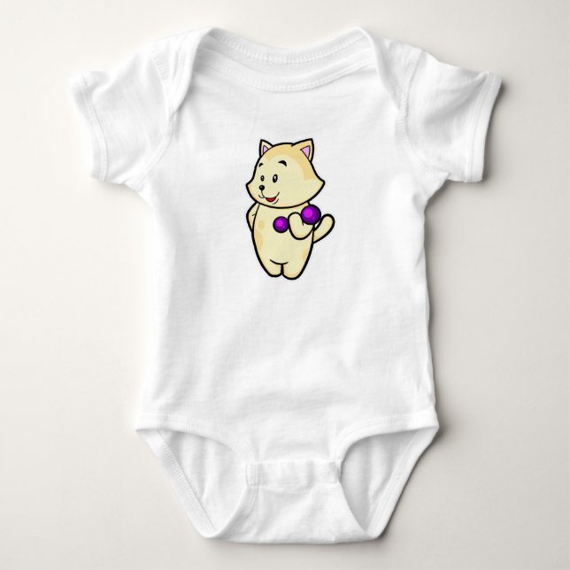 Cat at Biceps training with Dumbbell Baby Bodysuit (Front)