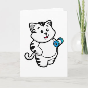 Cat at Biceps training with Dumbbell Card