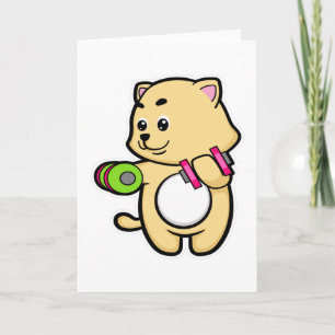 Cat at Biceps training with Dumbbells Card