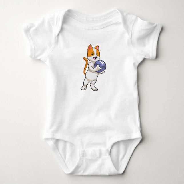Cat at Bowling with Bowling ball Baby Bodysuit (Front)