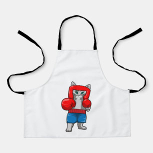 Cat at Boxing with Boxing gloves Apron