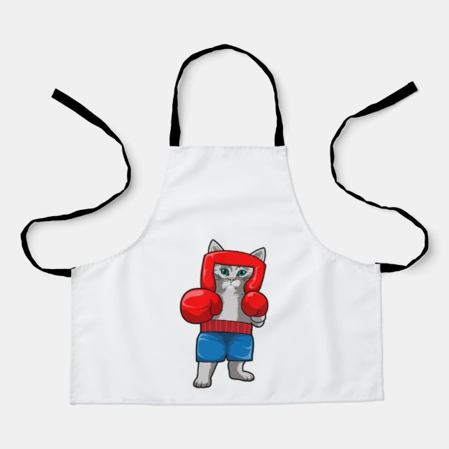 Cat at Boxing with Boxing gloves Apron (Front)