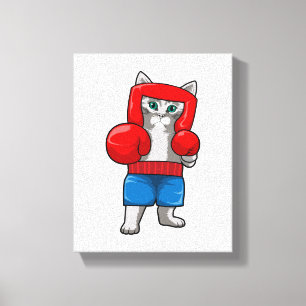 Cat at Boxing with Boxing gloves Canvas Print