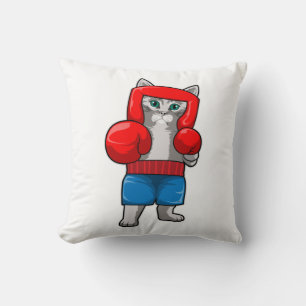 Cat at Boxing with Boxing gloves Cushion