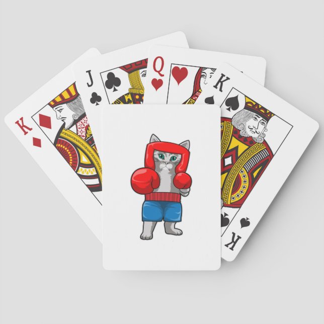 Cat at Boxing with Boxing gloves Playing Cards (Back)