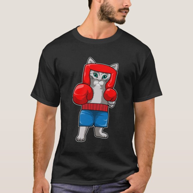 Cat at Boxing with Boxing gloves T-Shirt (Front)