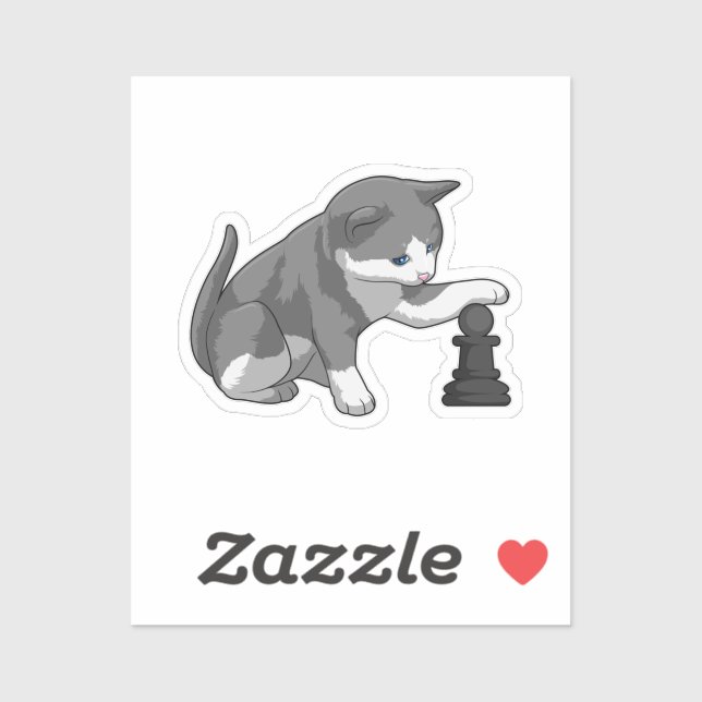 Cat at Chess with Chess piece Bishop (Sheet)