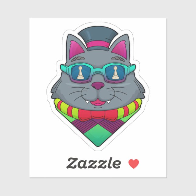 Cat at Chess with Chess piece Pawn (Sheet)