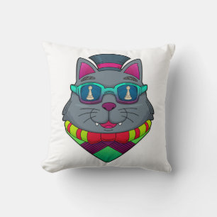 Cat at Chess with Chess piece Pawn Cushion