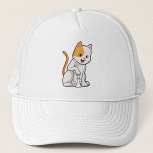 Cat at Chess with Chess piece Pawn Trucker Hat