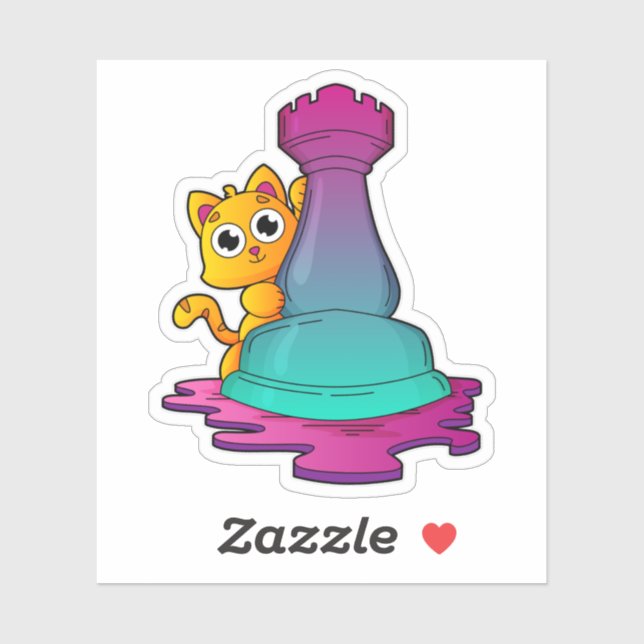 Cat at Chess with Chess piece Rook (Sheet)