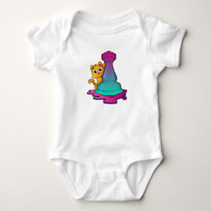 Cat at Chess with Chess piece Rook Baby Bodysuit