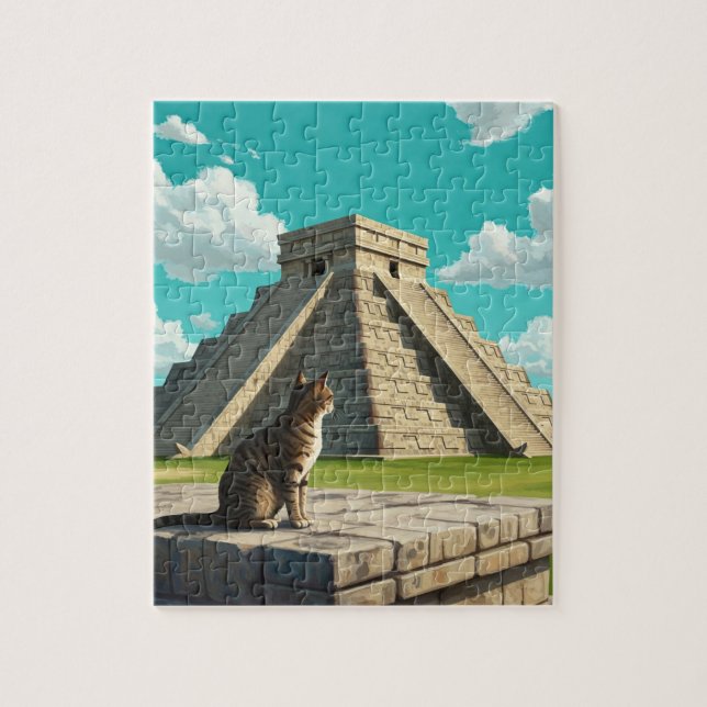 Cat at Chichen Itza Mexico Travel Jigsaw Puzzle (Vertical)