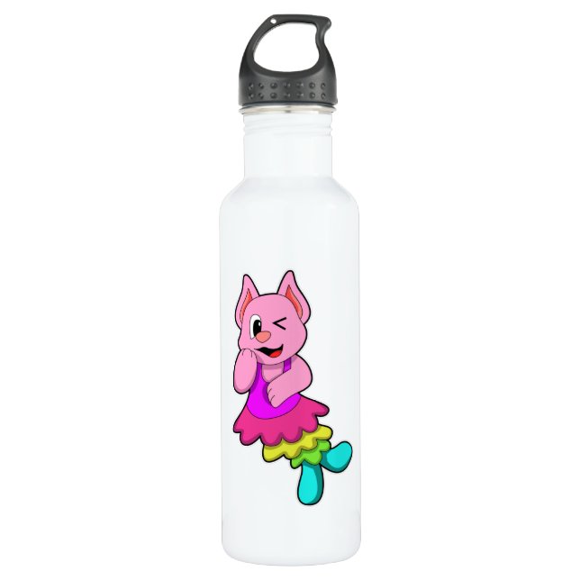 Cat at Dance with Skirt 710 Ml Water Bottle (Front)
