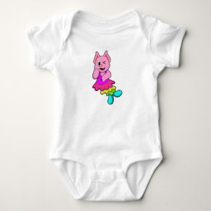 Cat at Dance with Skirt Baby Bodysuit