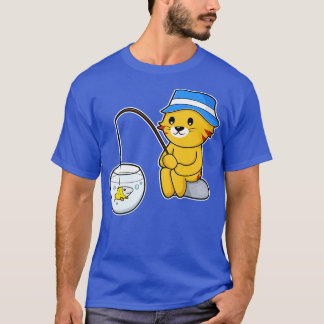 Cat at Fishing with Fish in Glass T-Shirt