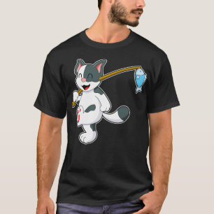 Cat at Fishing with Fishing rod 2 T-Shirt