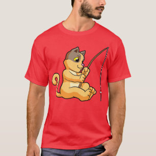 Cat at Fishing with Fishing rod 2 T-Shirt