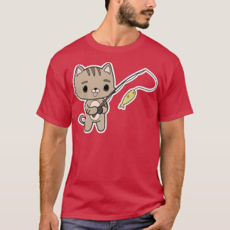 Cat at Fishing with Fishing rod 4 T-Shirt