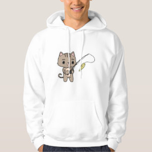 Cat at Fishing with Fishing rod Hoodie
