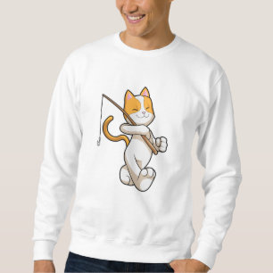 Cat at Fishing with Fishing rod Sweatshirt