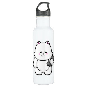 Cat at Fitness with Dumbbell 710 Ml Water Bottle