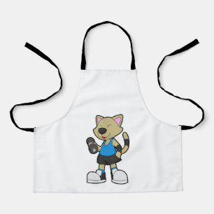 Cat at Fitness with Dumbbell Apron