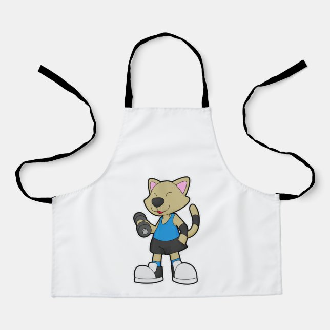 Cat at Fitness with Dumbbell Apron (Front)
