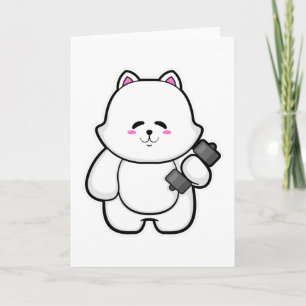 Cat at Fitness with Dumbbell Card