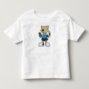 Cat at Fitness with Dumbbell Toddler T-Shirt