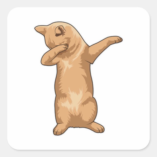 Cat at Hip Hop Dance Dab Square Sticker (Front)