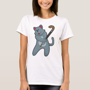 Cat at Hockey with Hockey stick T-Shirt