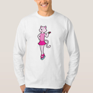 Cat at Ice skating with Flower T-Shirt