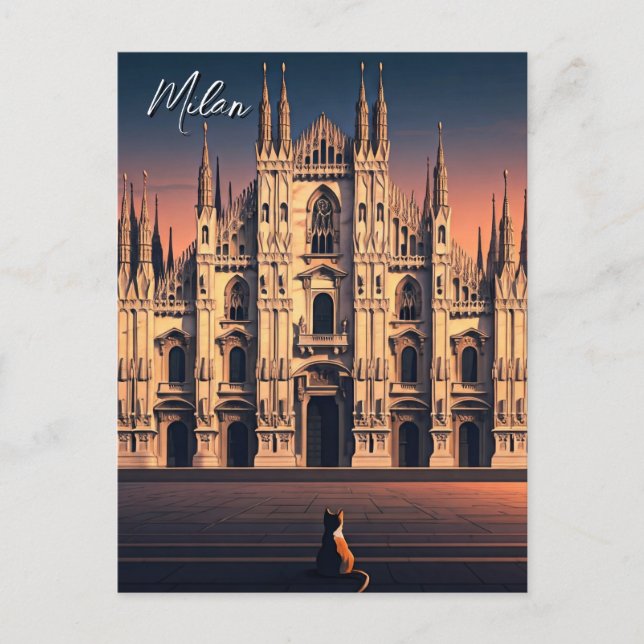 Cat at Milan Duomo Postcard (Front)